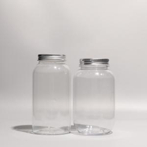 China Round Clear PET Bottle with Screw On Aluminum Lid wholesale