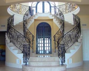 China Curved Cast Iron Stair Railing Ornamental Wrought Iron Component Black wholesale
