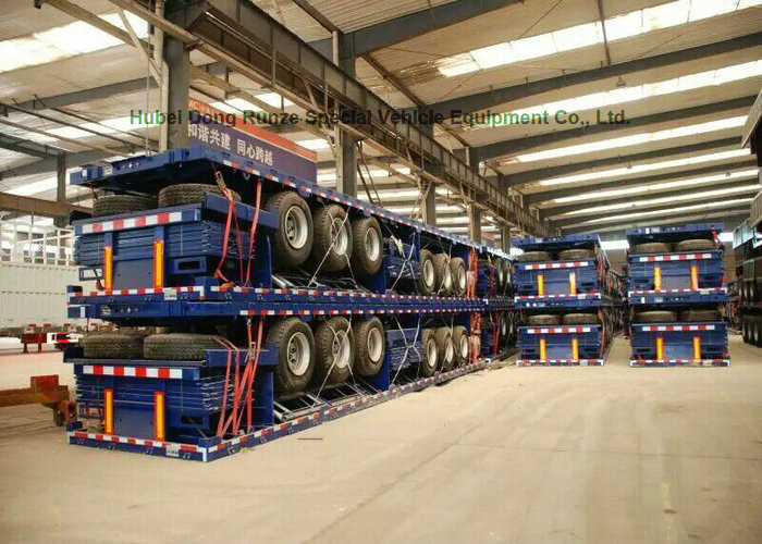 60Ton Flatbe Container Transport Trailer Carry Cargo Flat Vehicle 40ft 20ft Container 12 sets twist locks