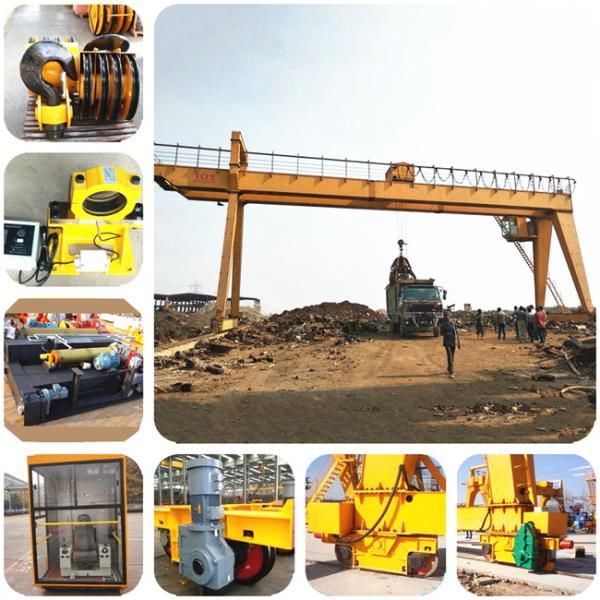 Double Beam Girder Rail Track 5m Garbage Gantry Crane With Electric Hydraulic Grab