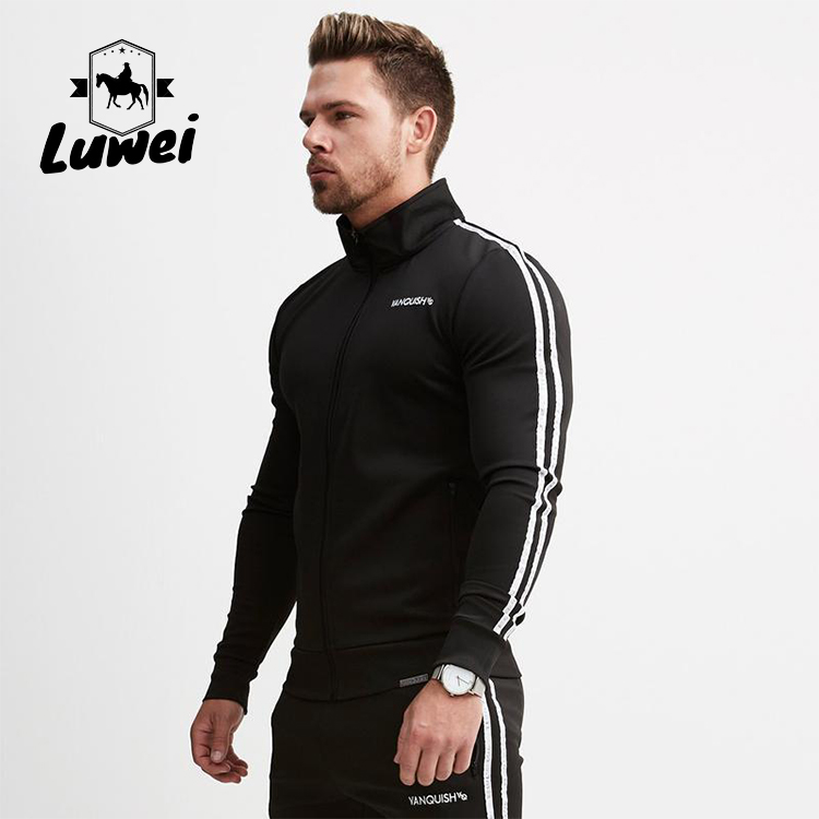 Slim Men Sportswear Set Cardigan Stand Collar Zipper Plus Size Tracksuit