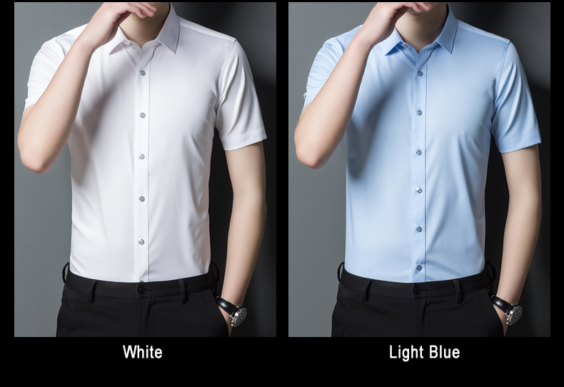 Formal Men's Short Sleeve Business Shirt Solid Color Office Tops Button Down OEM