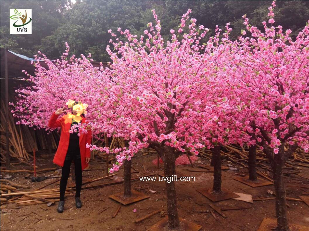 UVG 2m high outdoor pink cherry blossom tree fake with peach flower branches for wedding planner CHR152