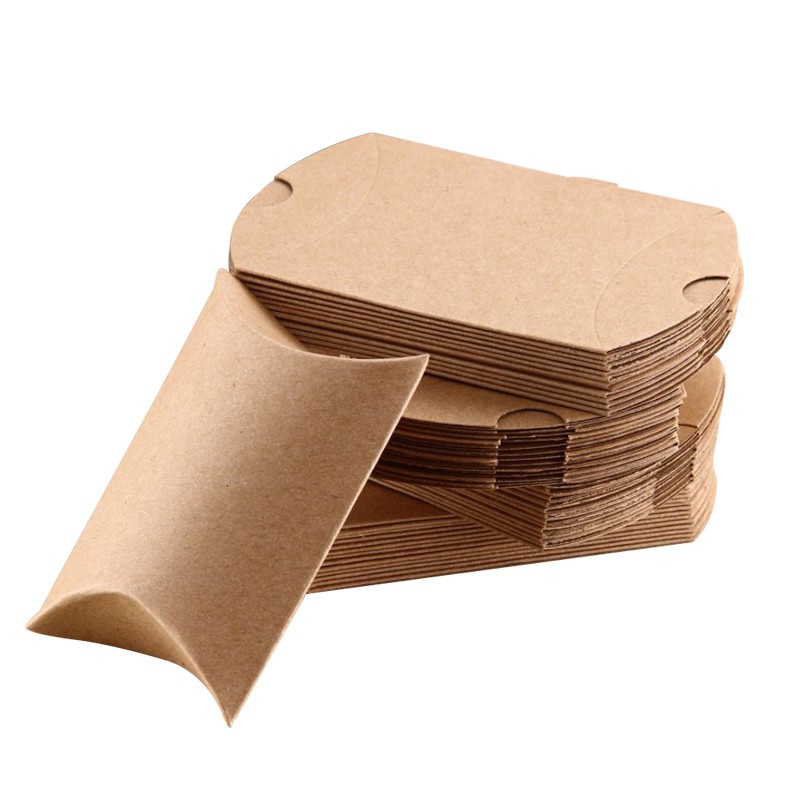 Paper Type Customized Most Popular Brown Kraft White Cardboard Packaging Chocolate Candy Paper Pillow Box