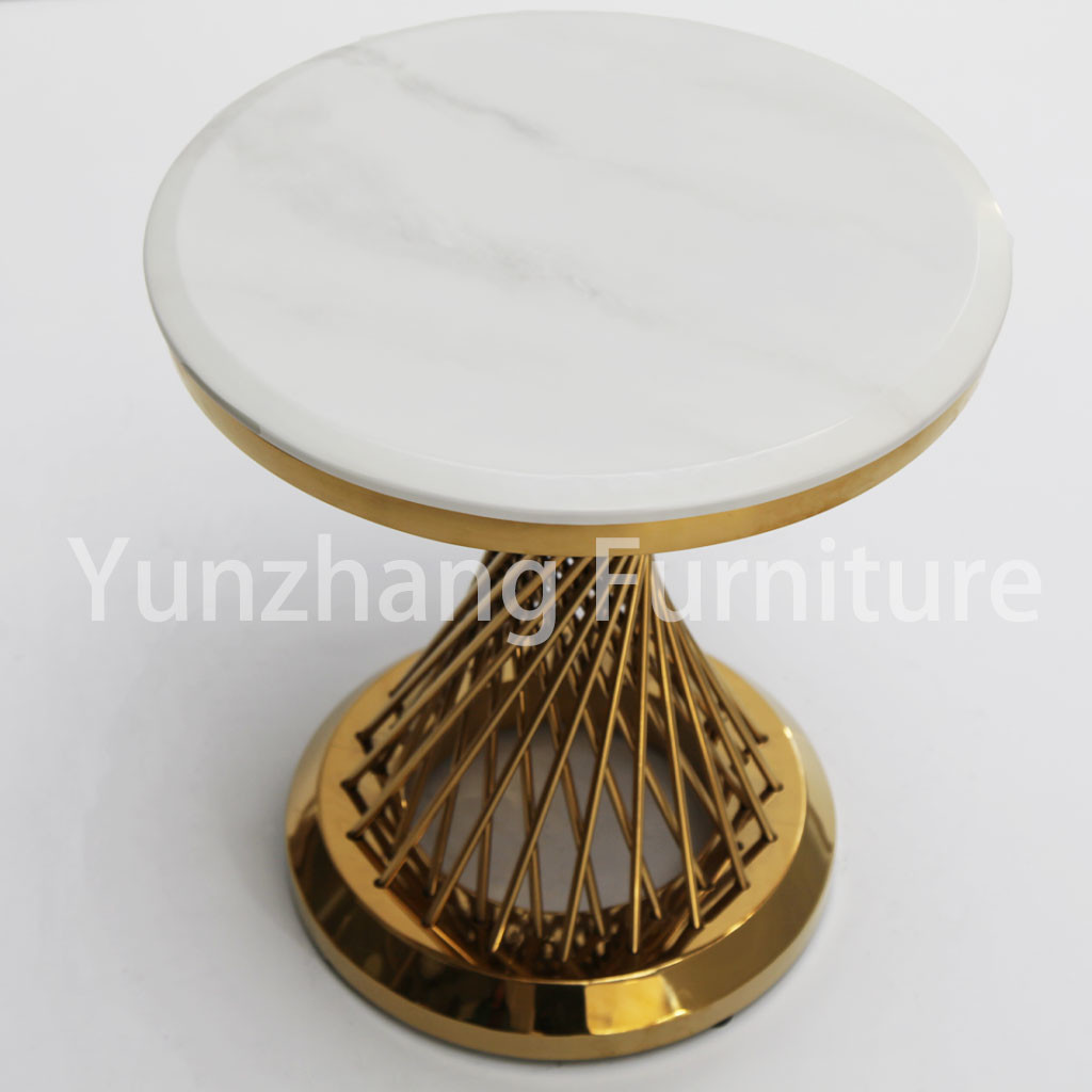 Revolving Round Side Table End Table Living Room Set With Metal Base