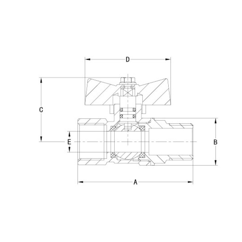 1/2" T Handle Brass Gas Ball Valve 16 Bar Sand Blast Processing