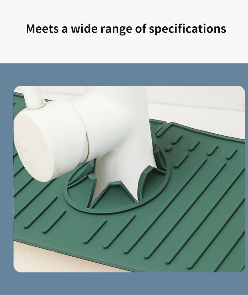 Custom Size Silicone Countertop Drain Pad for Kitchen Bathroom Faucet Splash Guard Mat