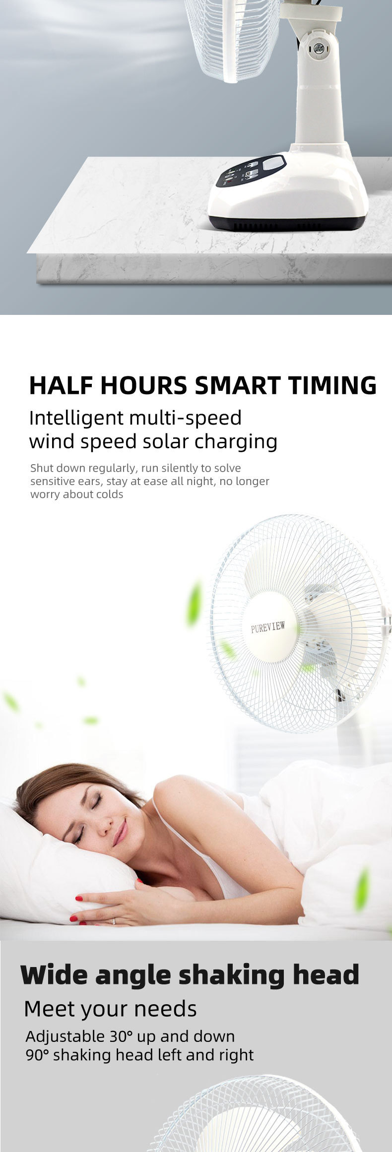 Table Solar Fan 12 inch Solar-Powered Energy-Saving Fan for Sustainable Clean Energy
