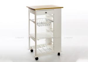 China 4 Tier 86cm Height 50cm Width Wood Kitchen Cart On Wheels wholesale