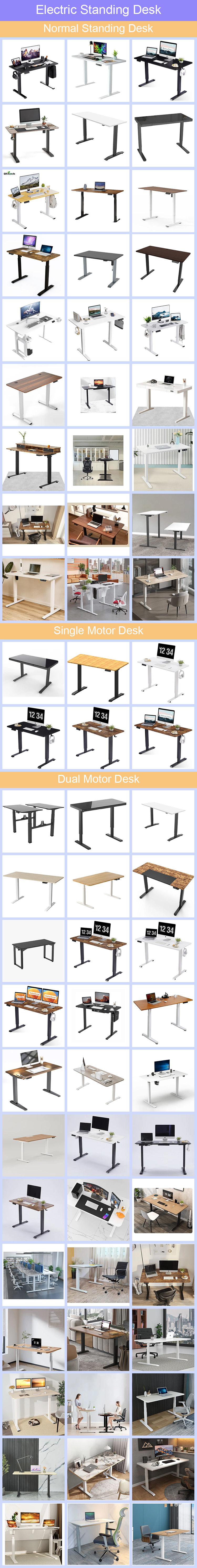 Electric Height Adjustable Desk for Boss Manager Office Design Walnut Wooden Luxury