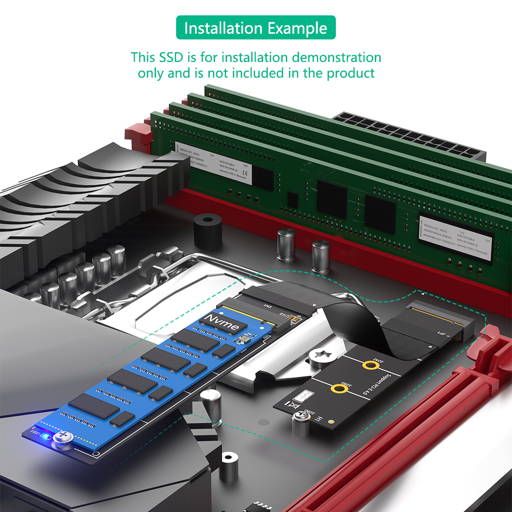 M.2 NVMe SSD Extension Cable 20cm High Speed 64Gbps