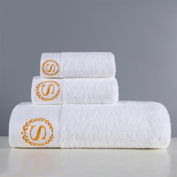 Child-Proof White Hotel Towel Set with Pure Cotton Embroidered Personalization