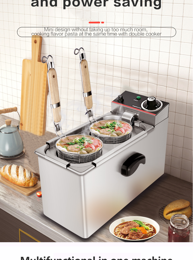 2kW Electric Stainless Steel Automatic Pasta Cooker Basket/Noodle Cooking Machine TEN-2