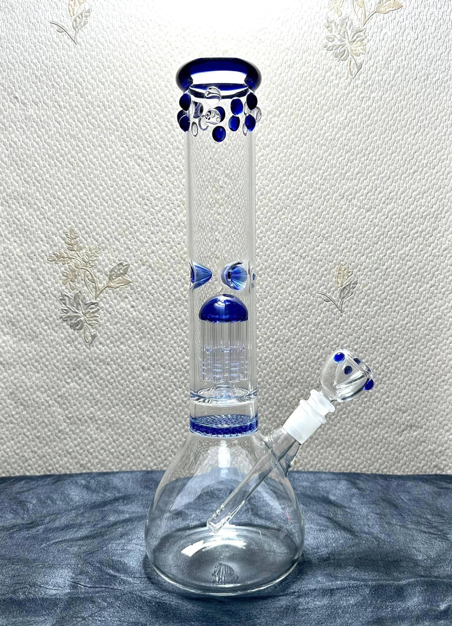 OEM ODM 14inch Water Pipe Bubbler Glass Hookah Bongs With Ice Catcher