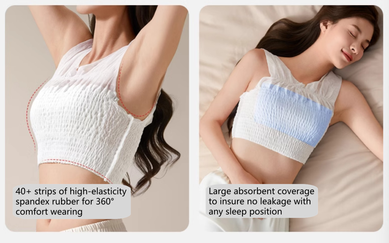 Wearable Disposable Breastfeeding Bra Super Absorbency Keep Dry Fully Anti-Leaking Day And Night