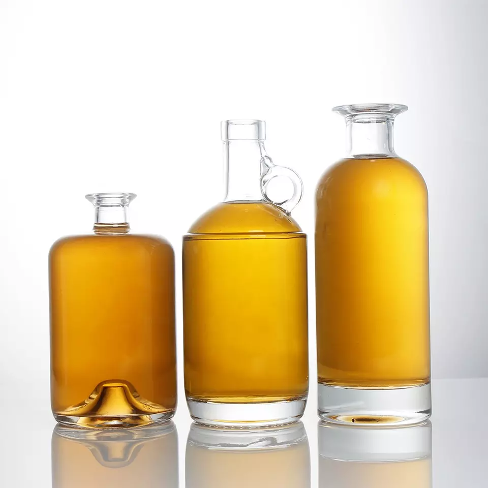 500ml 700ml 750ml Clear Glass Liquor Bottle for Whisky Tequila Brandy Gin Vodka Rum