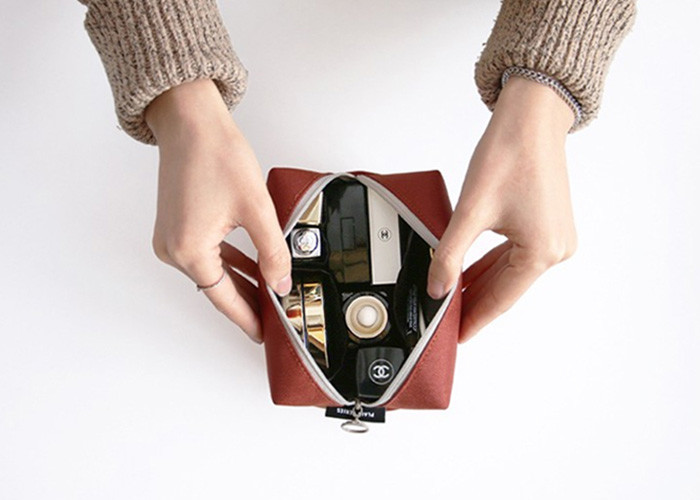 High Density PU Coating Travel Cosmetic Bags Plain Rectangle Water Resistant