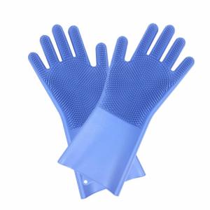 China Food Grade Heat Resistant Soft Silicone Dish washing Gloves Silicone Gloves with Cleaning Brush wholesale