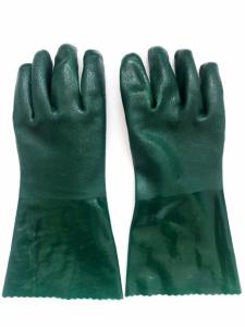 China 35cm Cold Weather PVC Gloves Flock Cotton Lined Dark Green PVC Heavy Duty Gloves wholesale