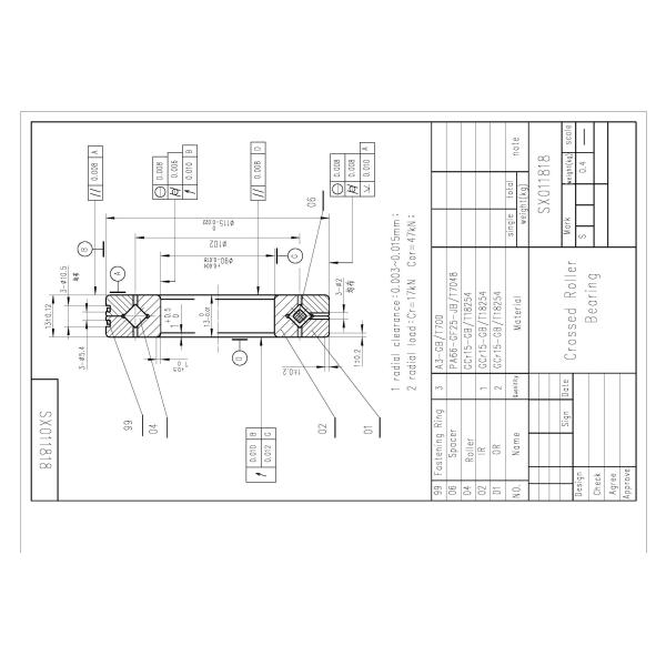 SX011818 crossed roller bearing