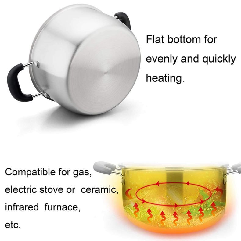 Direct Selling Restaurant Mirror Polished Cooking Soup Serving Pot Stainless Steel Stock Pot Cooking Pot