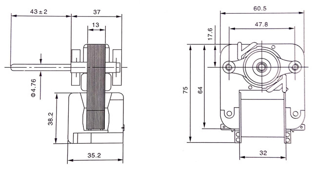 Fireplace shaded pole fan motor, 110V 16W electric induction motor