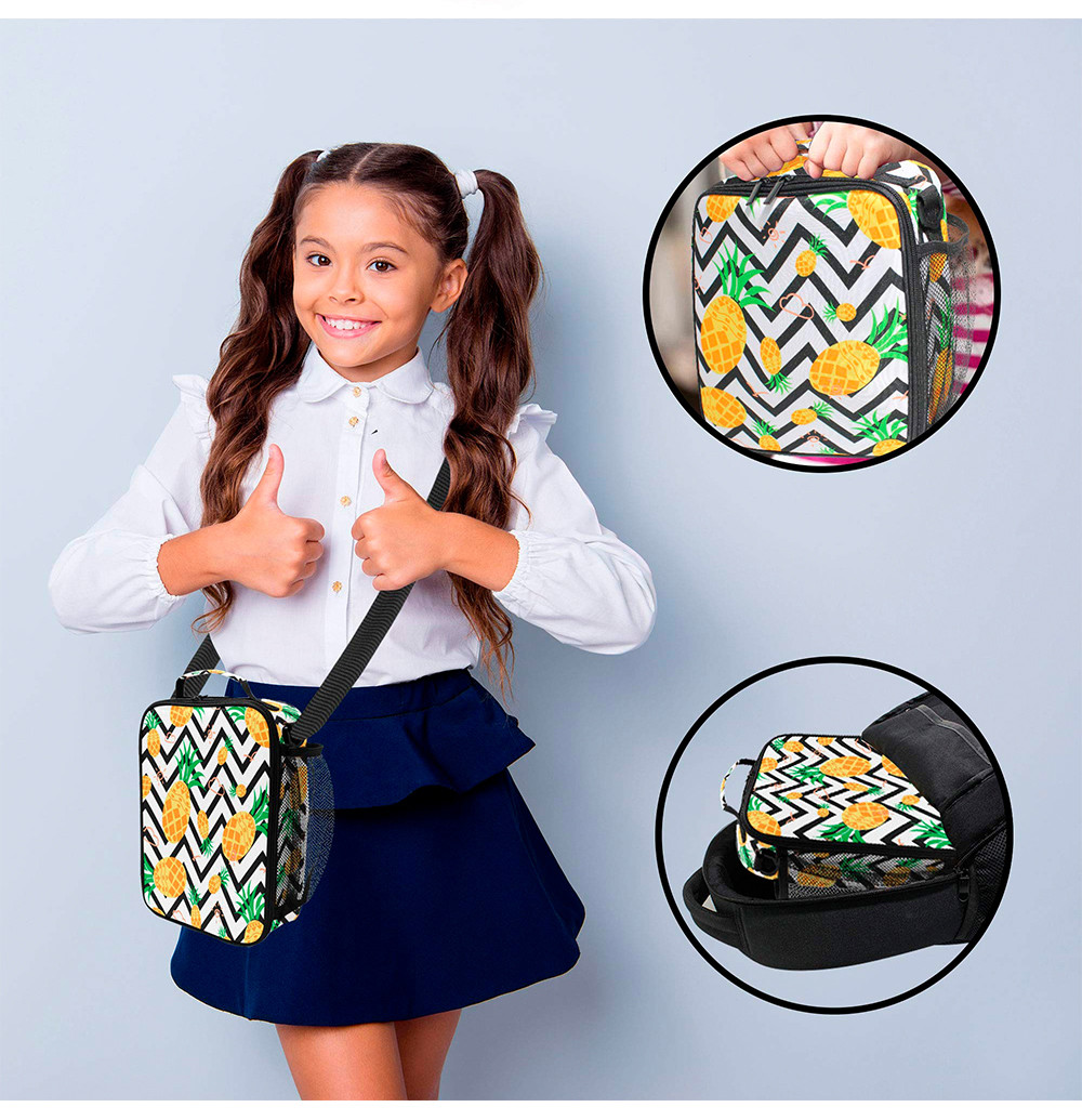 Lightweight Pineapple Kids Insulated Lunch Box With Zipper Closure