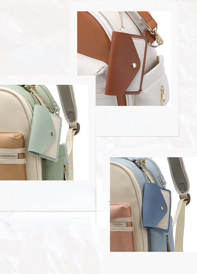 New PU Leather Mommy Nappy Bag Portable Baby Bottle Backpack Multifunction Travel Maternity Diaper Bag witth Stroller Strap