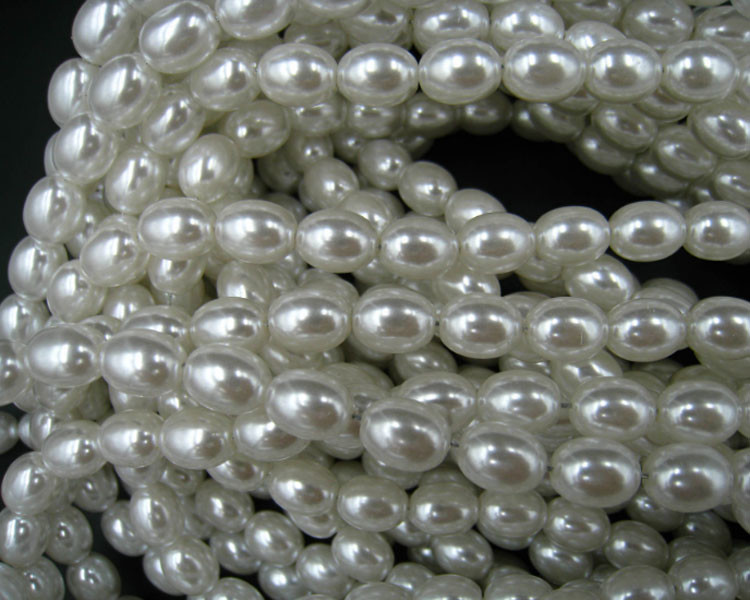 DIY Handmade Whtie Color 8mm x 12mm Oval ABS Plastic Pearls Loose Beads