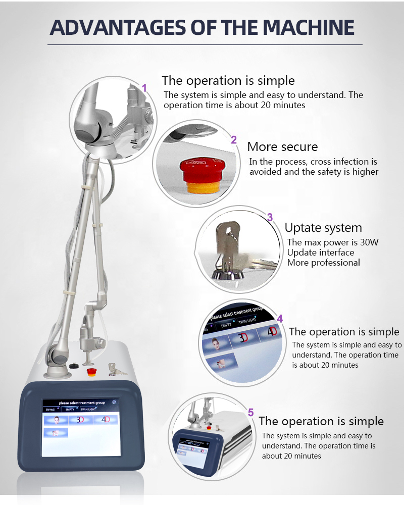 Wrinkle Removal CO2 Fractional Laser Machine Portable 4D Facial Beauty Spa Equipment