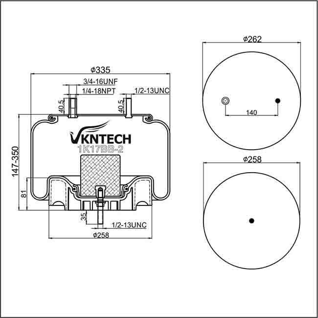 Gas Filled Trailer Air Springs For MERITOR 202796 Replace For Firestone W01-358-8729 Vkntech 1K8729