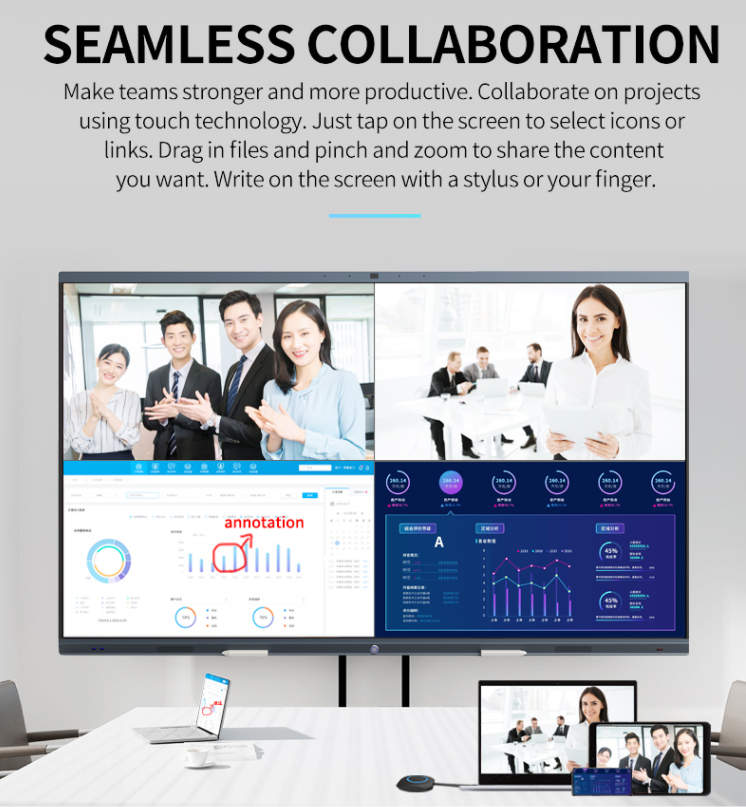 65inch LCD Interactive Flat Touch Screen Ultra LCD Smart Whiteboard