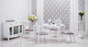 China Simple Lines Contemporary Dining Room Furniture Beautiful Pure White Color wholesale