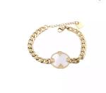 K Gold Stainless Steel Jewelry Set Lush Simple White Fritillary Inlaid Chain