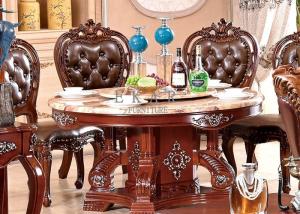 China dining room round dining table marble top wooden carved wholesale