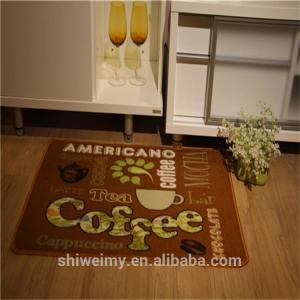 China Anti-slip brown Coffee pattern printed kitchen mat wholesale