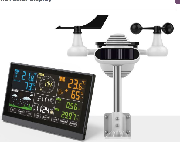 7 IN 1 Solar Powered Weather Station 300x279x393mm Radio Controlled Clock Weather Station