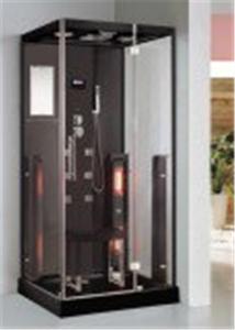 China Rectangular Black Glass Shower Cabin Bathroom Shower Stalls With Speaker wholesale