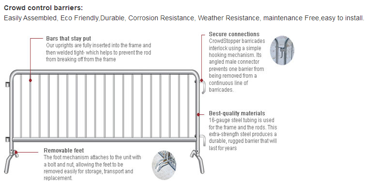 hot dipped galvanized crowd control barriers