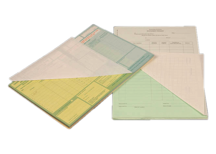 SC Carbonless NCR Paper Self Contained Paper clear blue black copy images