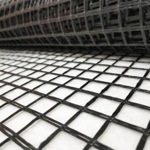 China Customized Fiberglass Biaxial Geogrid 120kn Pavement Reinforcement wholesale