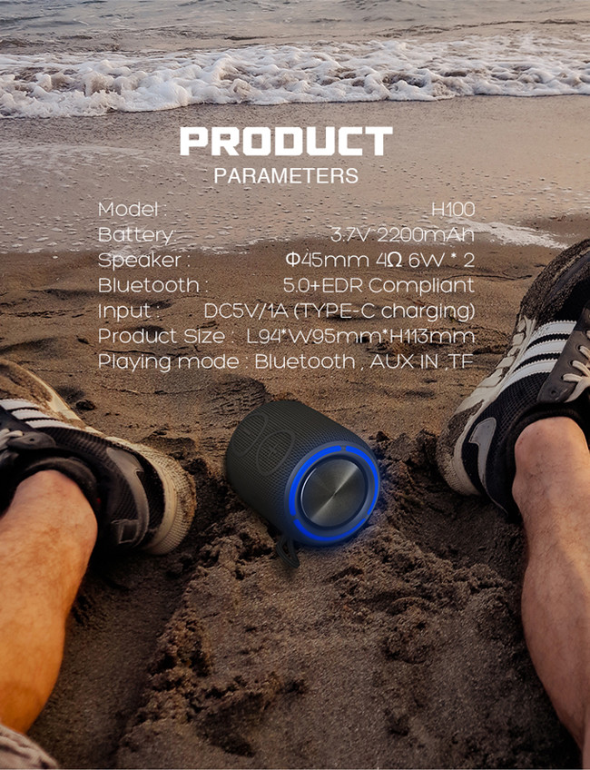 410g Wireless Waterproof Speaker MP3 WAV APE FLAC Playback With TYPE-C Charging Port