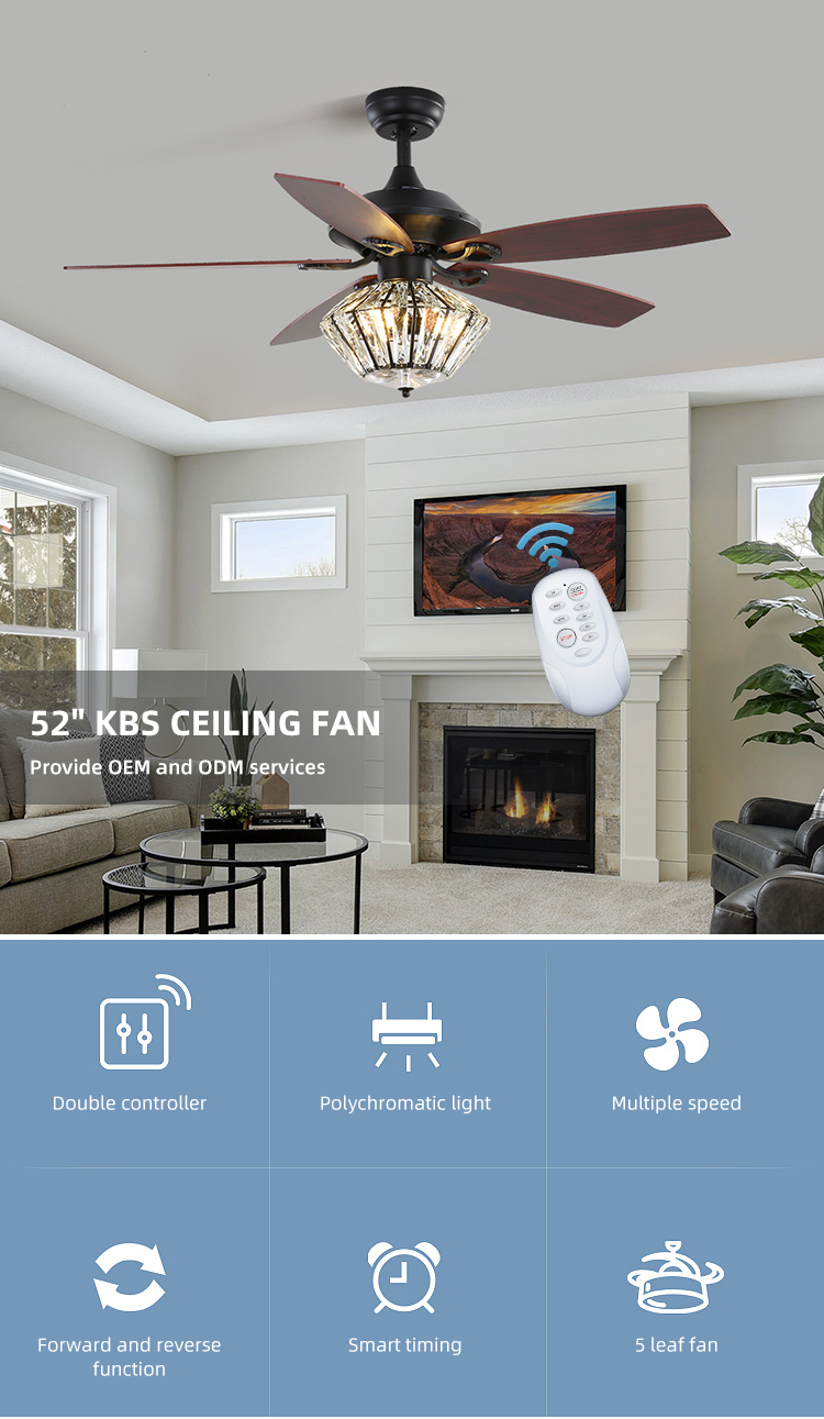 65W 120V Living Room Decorative Ceiling Fans / Sparkly Ceiling Fan Super Brightness