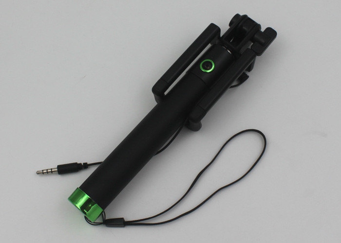 Black Aluminum Cable Take Pole Selfie Stick For Smart Phone Camera Tripod