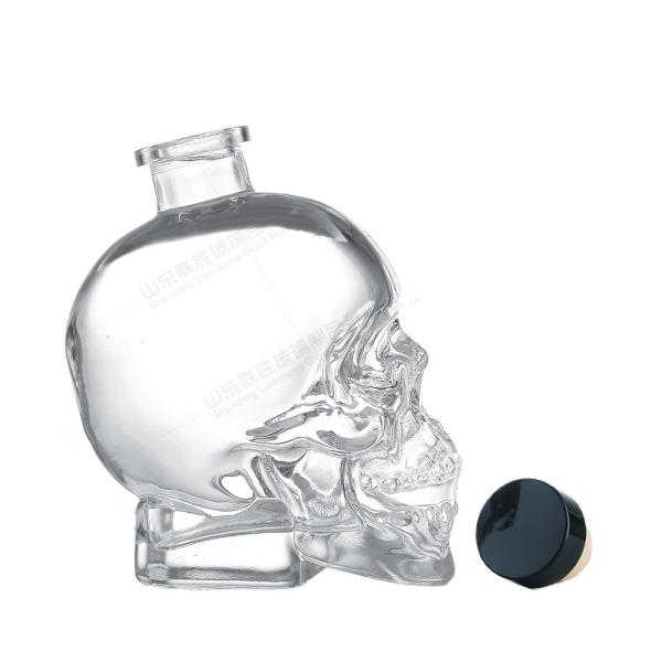 Healthy Lead-free Glass Skull Shape Bottle for Whisky Vodka Spirits 500ml 750ml
