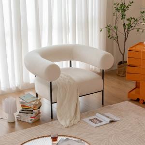 China White Cloth Fabric Leisure Chair Filling With 45d High Rebound Sponge wholesale