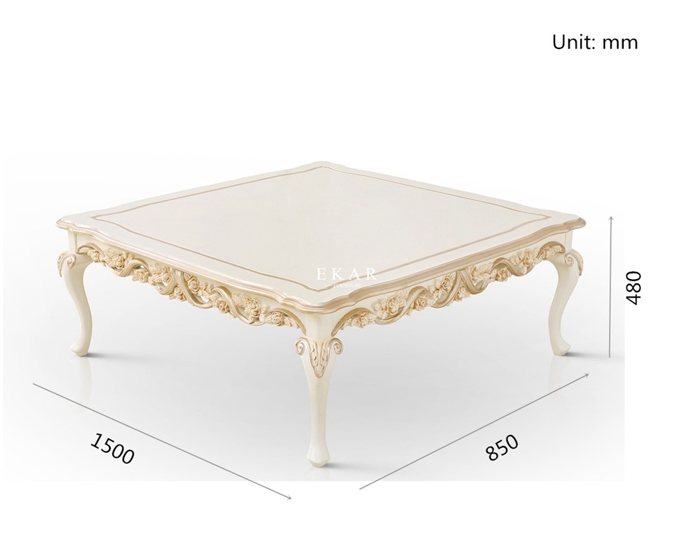 Luxury Antique Rectangle Coffee Table Hand Carved Wooden Coffee Table