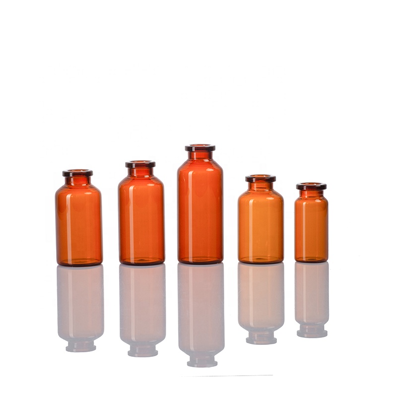 30ml Amber Injection Tubular Glass Vials Bottle Medical Glass Vials with Rubber Stopper