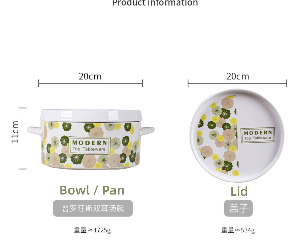 60 oz Ceramic Soup Noodle Ramen Pot With Lid Ideal for Parties Ceramic Type Porcelain