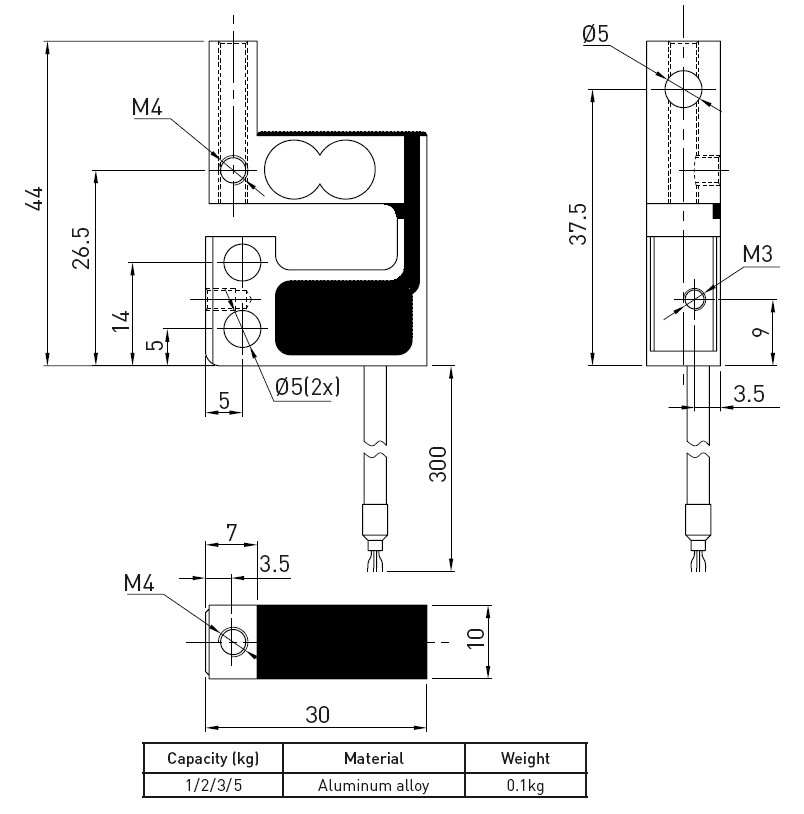 Small Strain Gage Single Point Load Cell 1kg - 5kg In Industrial Measurement